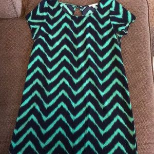 Chevron Navy and Green Dress